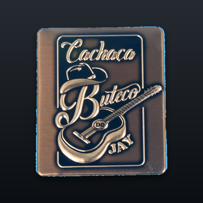 Antique brushed bronze metal label